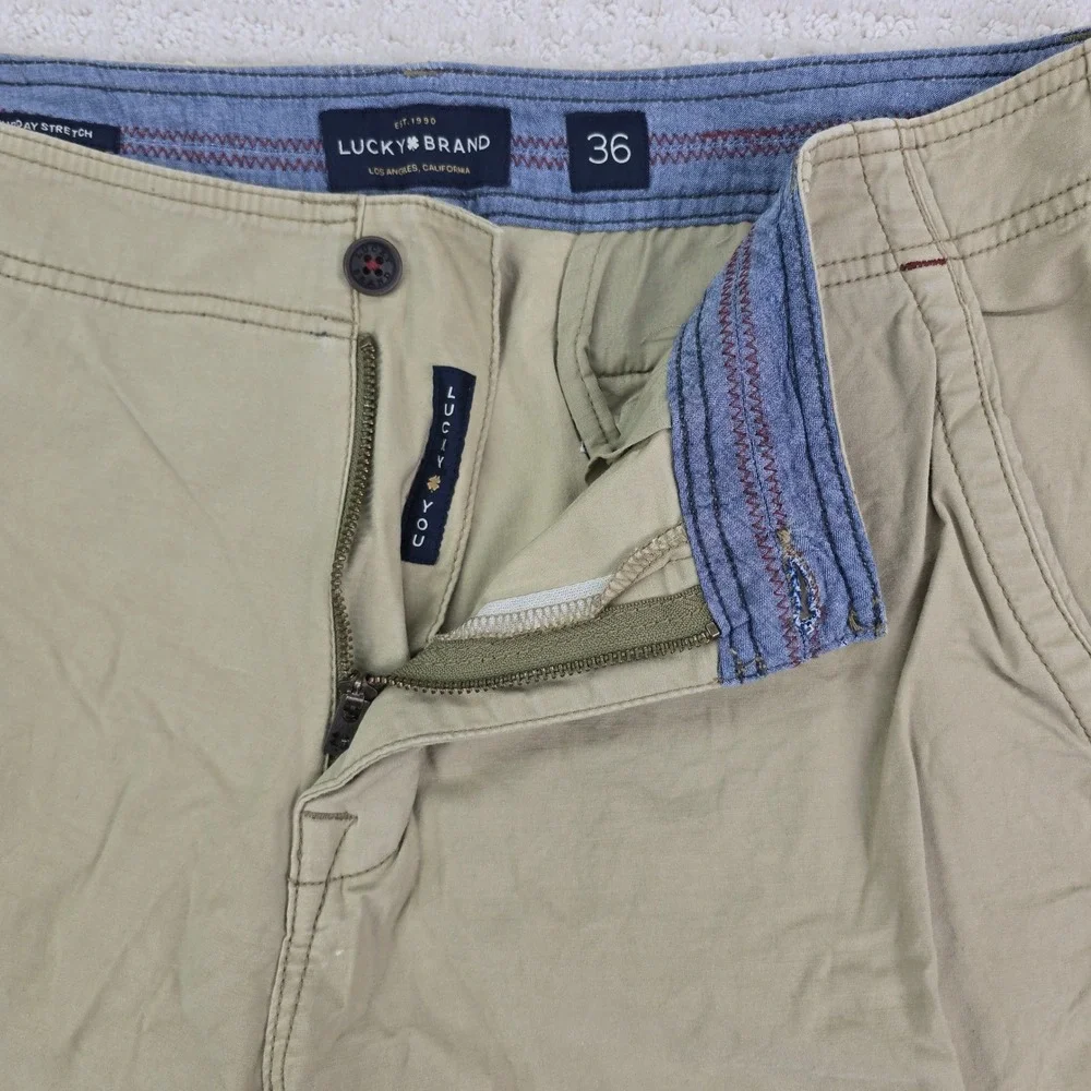 Lucky Brand Saturday Stretch Chino Shorts Mens 36 Khaki Tan Cotton Casual Summer